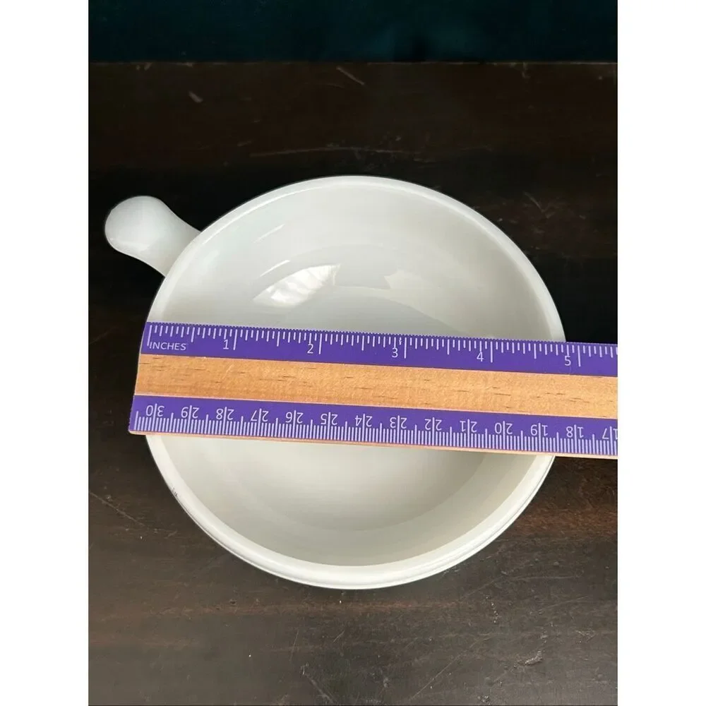 Oven-Proof White Milk Glass Handled Chili Soup Cereal Bowl
